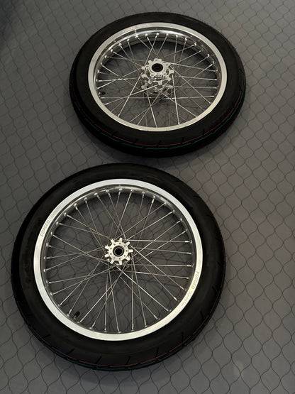 Surron Light Bee X / E-Ride Pro Supermoto Wheelset (Thick/Wide) - Chrome Silver / Gloss Black