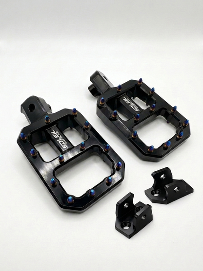 Upgraded CNC Pegs — Black , Chrome with Silver or Jet Blue Spikes